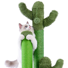 Cat Scratching Post Cactus Cat Scratcher Featuring with 3 Scratching Poles and Interactive Dangling Ball