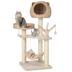 Five-story cat tree with hammock