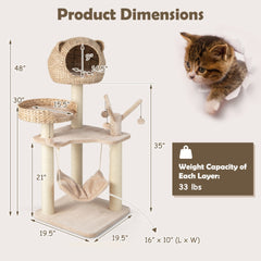 Five-story cat tree with hammock