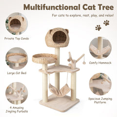 Five-story cat tree with hammock