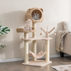 Five-story cat tree with hammock