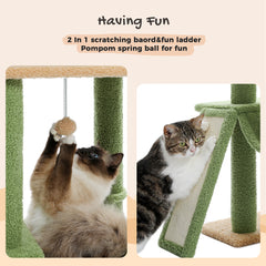 Cactus Cat Tree Floor to Ceiling Cat Tower with Adjustable Height (85-112 Inches), 7 Tiers Climbing Activity Center with Cozy Hammocks