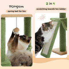 Cactus Cat Tree Floor to Ceiling Cat Tower with Adjustable Height (85-112 Inches), 7 Tiers Climbing Activity Center with Cozy Hammocks