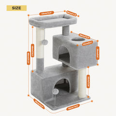 31.5" Cat Tree Cat Tower with Dual Large Condos for Kittens and Medium Size Cats