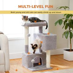 31.5" Cat Tree Cat Tower with Dual Large Condos for Kittens and Medium Size Cats