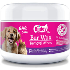 Biidey Dogs & Cats Ear Cleaner Wipes, Aloe, Fragrance Free and Natual, Soothing Odor Control Reduce Pet Dirt Wax, Sooths & Deodorizes, Cleanse & Moisturize, 50 Count