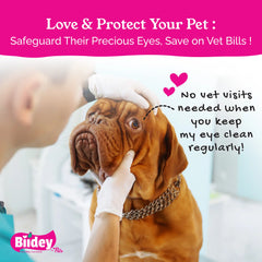 Biidey Pets, Dog & Cats Eyes Stain Remover Wipes, Aloe & Chamomile, Puppies loves, 60 Count Gentle Wipes, Easy Dirt Cleaner for Eye,Paws & Face, Convenient, Safe & Fragrance Free, Biodegradable